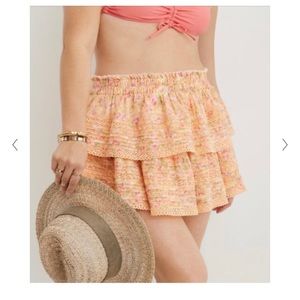 Aerie rock ‘n’ ruffle printed mini skirt